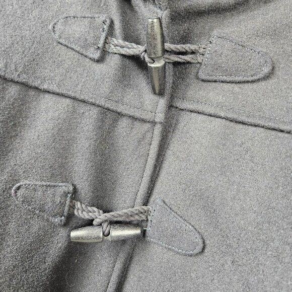 Gap Wool Blend Hooded Duffle Pea Coat Womens M Navy Black Winter Heavy Warm - Picture 10 of 16